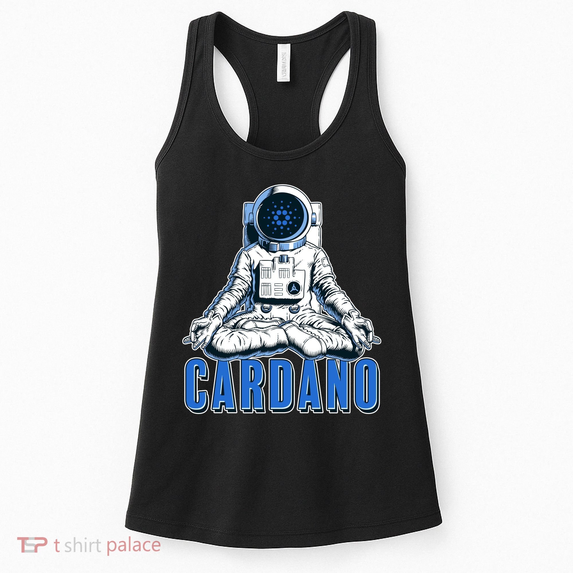 Cardano Mediating Yoga Astronaut Crypto Currency Women's Tank Top