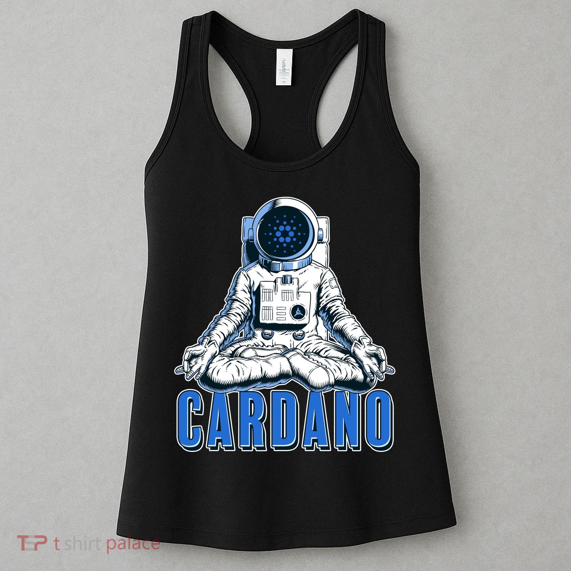 Cardano Mediating Yoga Astronaut Crypto Currency Women's Tank Top
