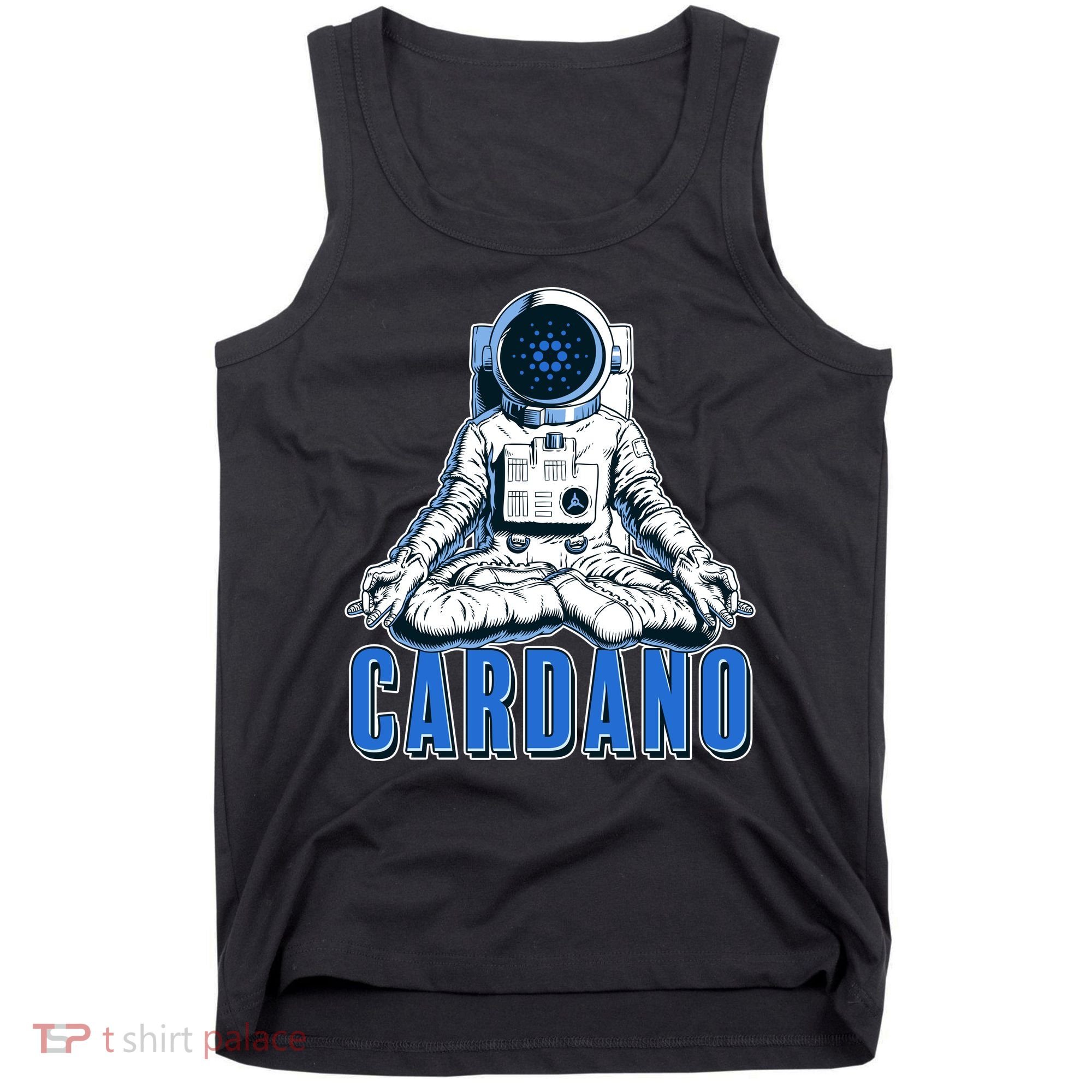 Cardano Mediating Yoga Astronaut Crypto Currency Tank Top