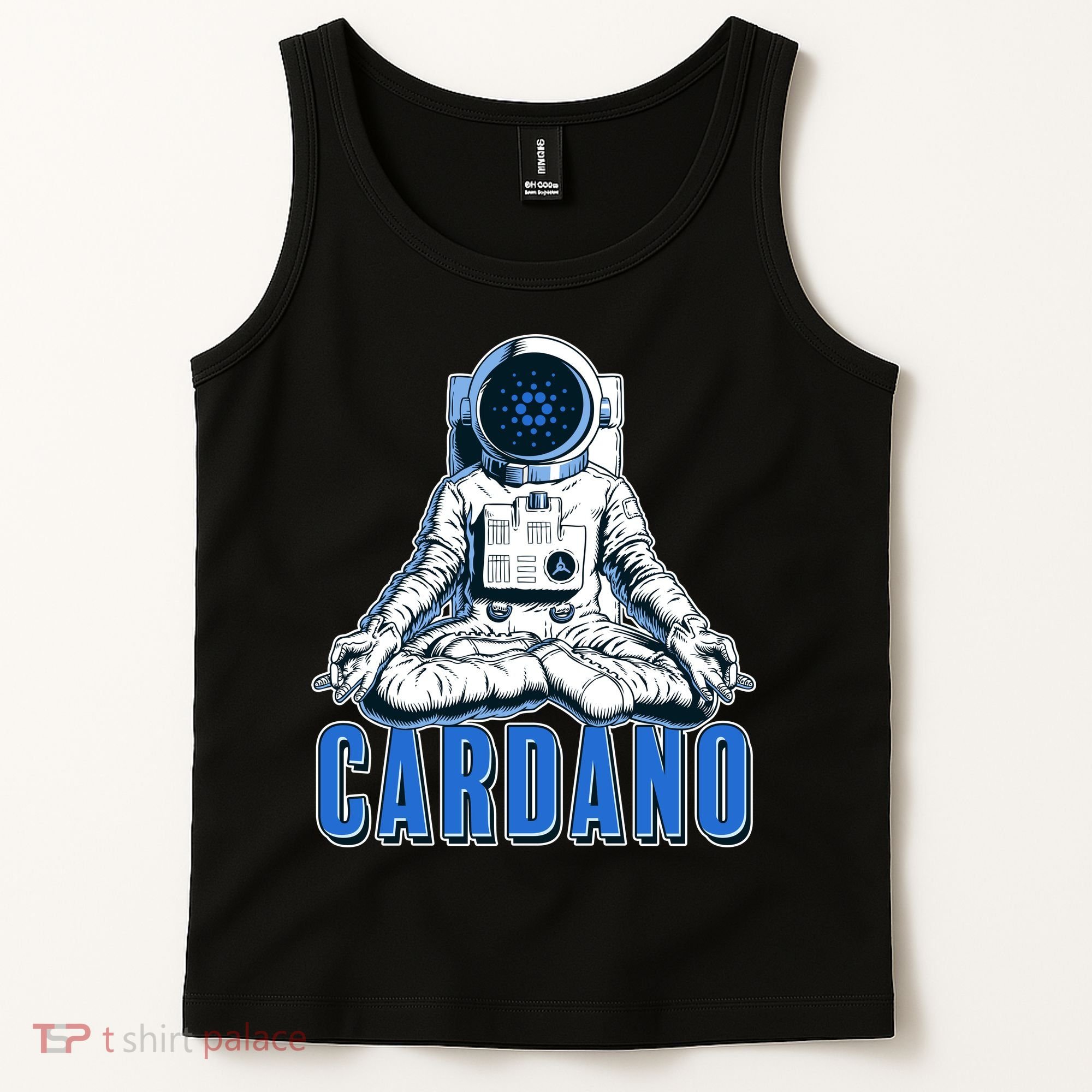 Cardano Mediating Yoga Astronaut Crypto Currency Tank Top