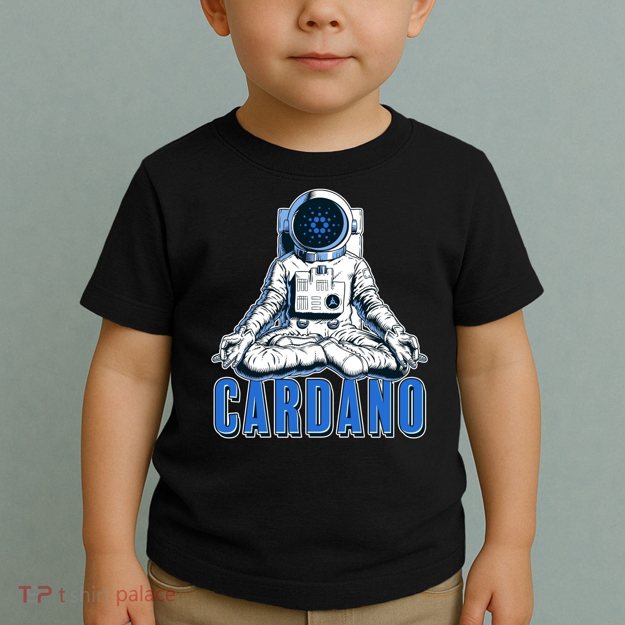 Cardano Mediating Yoga Astronaut Crypto Currency Toddler T-Shirt