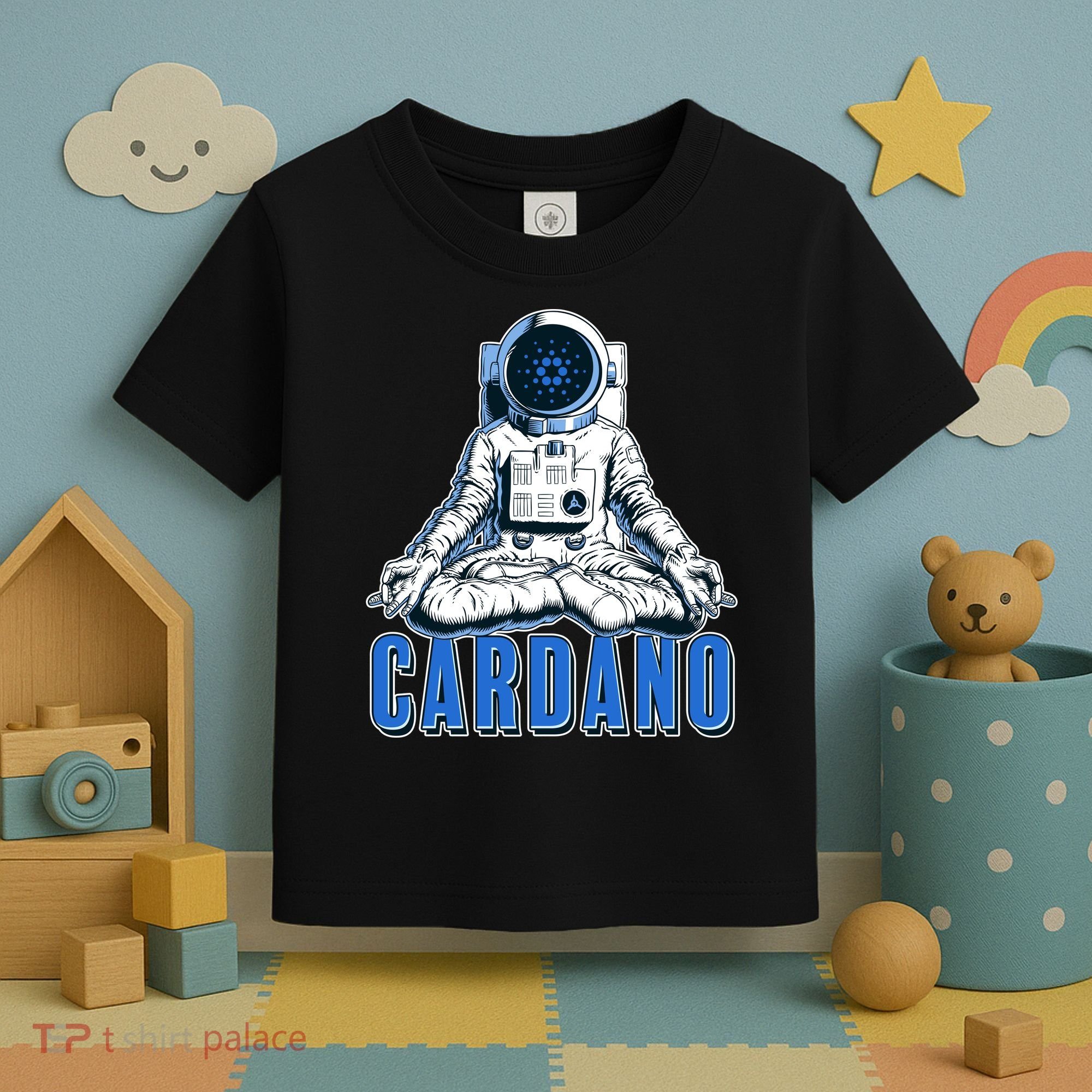 Cardano Mediating Yoga Astronaut Crypto Currency Toddler T-Shirt