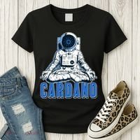 Cardano Mediating Yoga Astronaut Crypto Currency Women's T-Shirt thumb 3