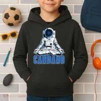 Cardano Mediating Yoga Astronaut Crypto Currency Kids Hoodie thumb 2