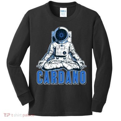Cardano Mediating Yoga Astronaut Crypto Currency Kids Long Sleeve Shirt
