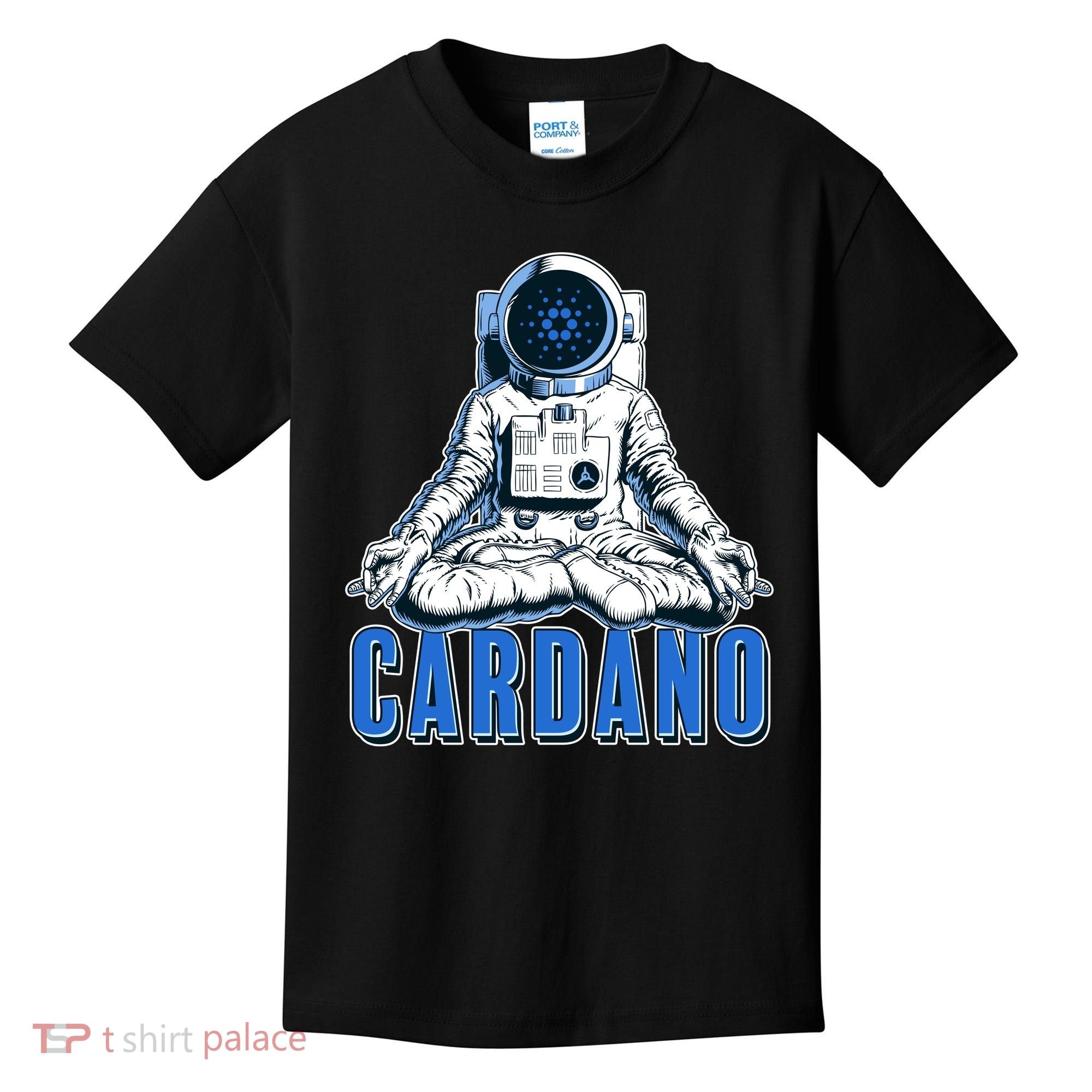Cardano Mediating Yoga Astronaut Crypto Currency Kids T-Shirt