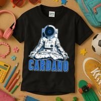 Cardano Mediating Yoga Astronaut Crypto Currency Kids T-Shirt thumb 3