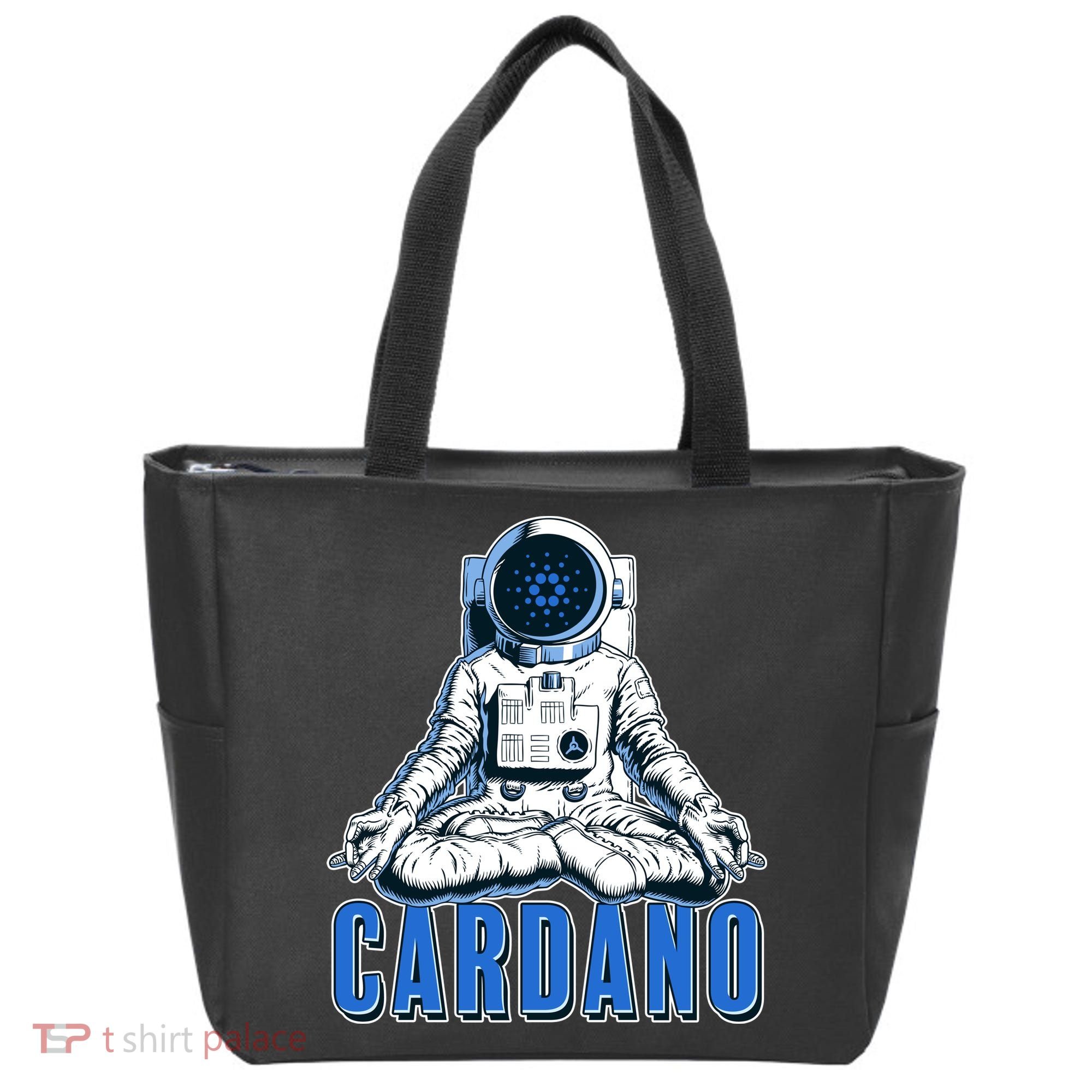 Cardano Mediating Yoga Astronaut Crypto Currency Tote Bag