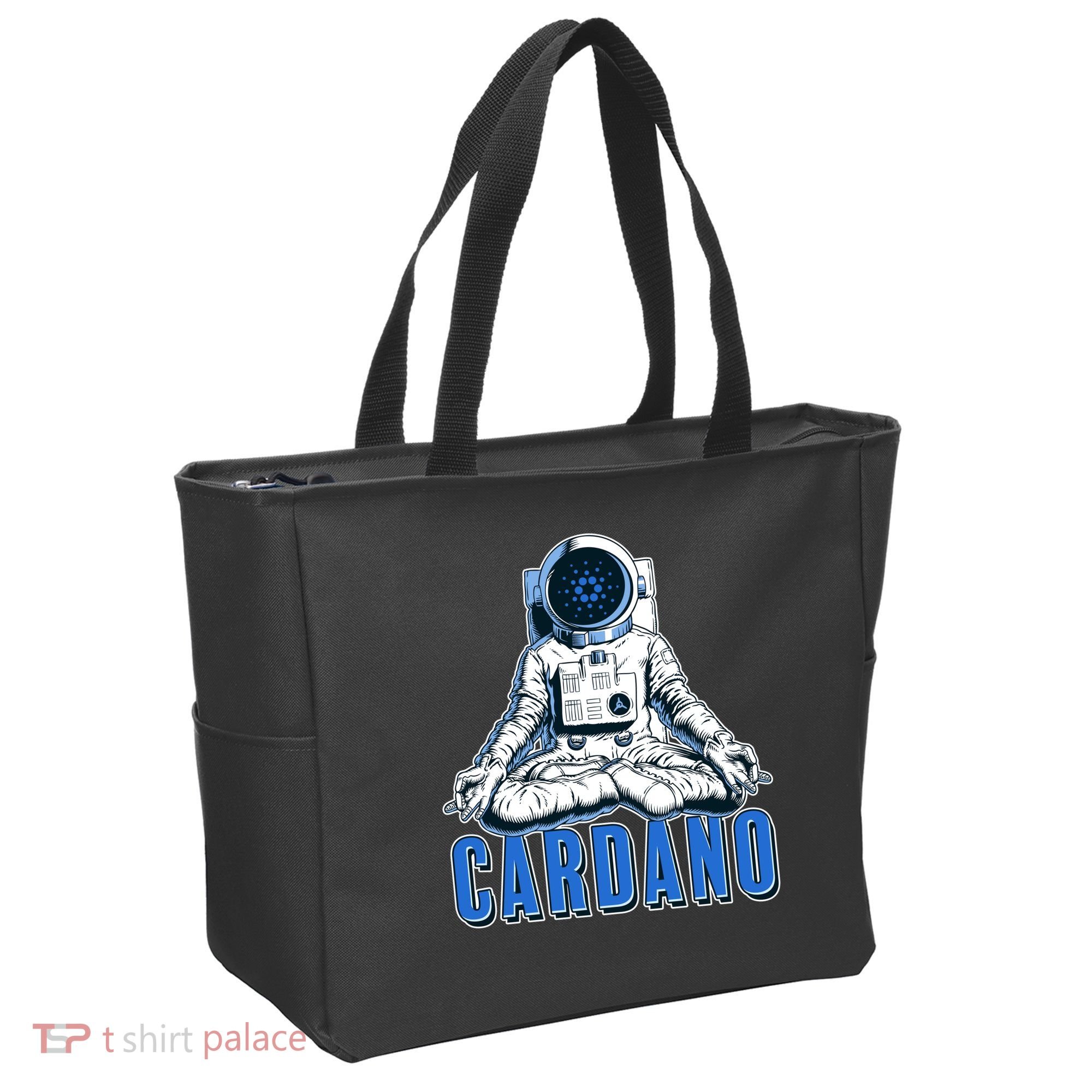 Cardano Mediating Yoga Astronaut Crypto Currency Tote Bag