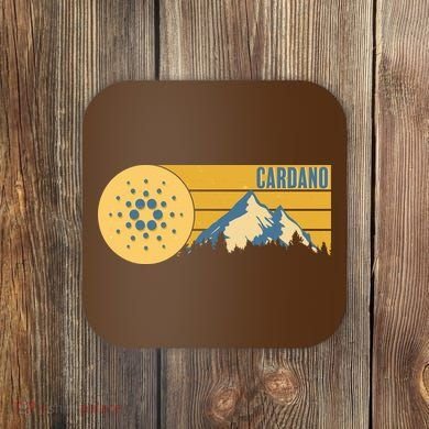 Cardano Vintage Mountains Crypto Currency Coaster