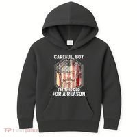 Careful Boy I'm This Old For A Reason Kids Hoodie thumb 0