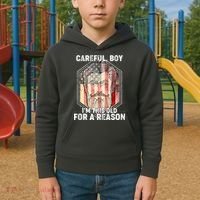 Careful Boy I'm This Old For A Reason Kids Hoodie thumb 2