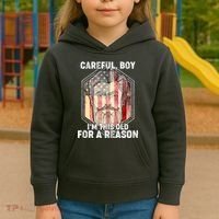 Careful Boy I'm This Old For A Reason Kids Hoodie thumb 3