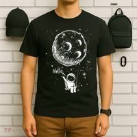 Cartoon Astronaut Moon Swing T-Shirt thumb 6