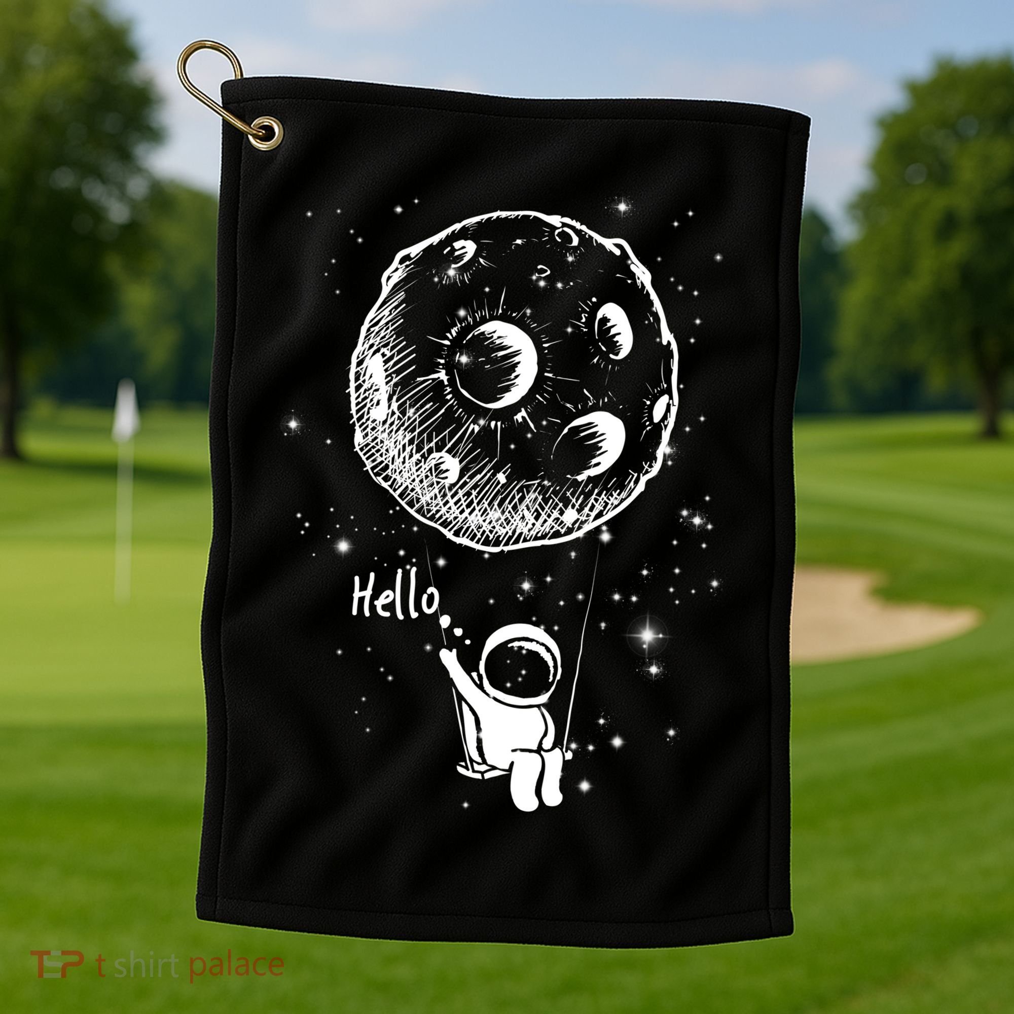 Cartoon Astronaut Moon Swing Golf Towel