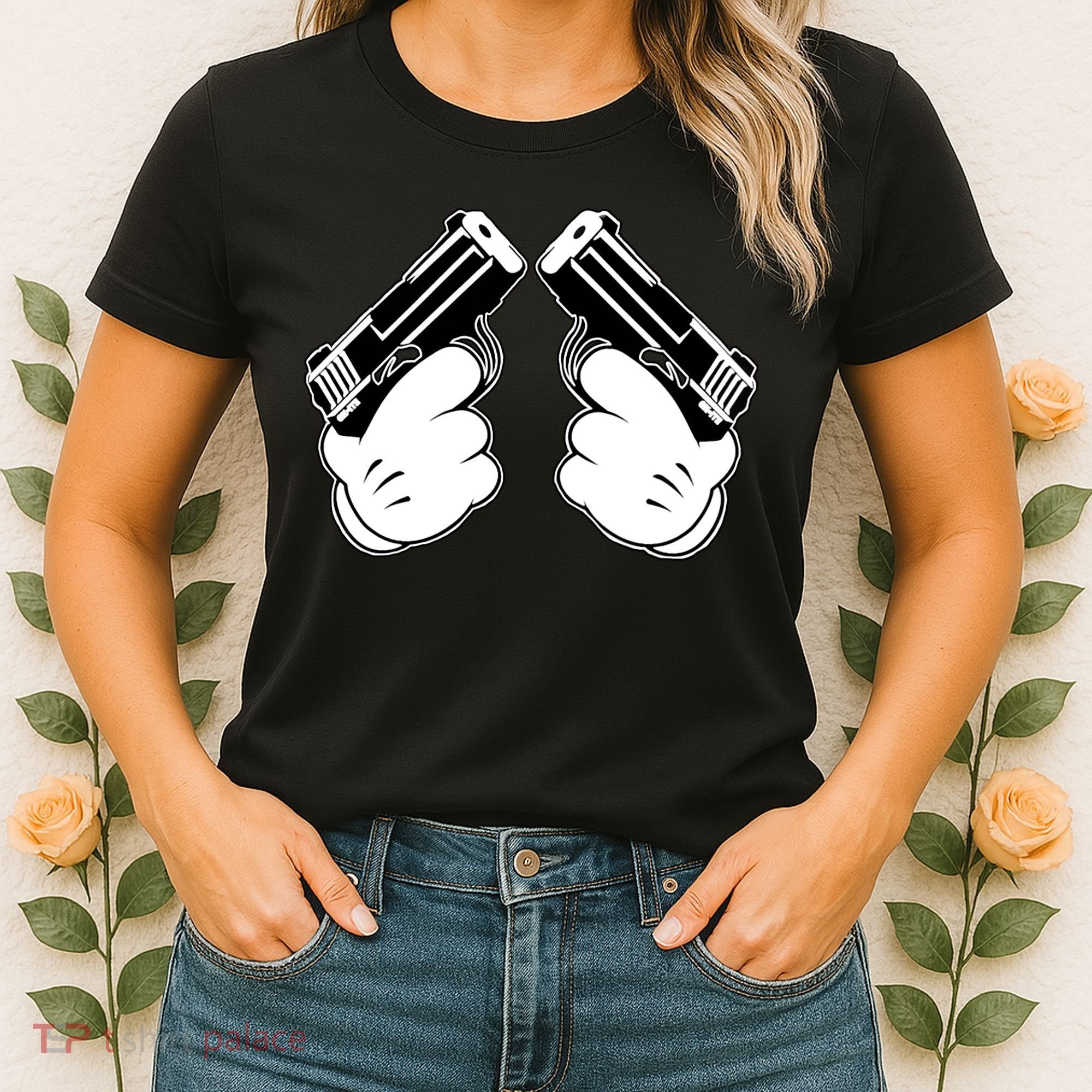 Cartoon Guns Hands Pistol Women's T-Shirt