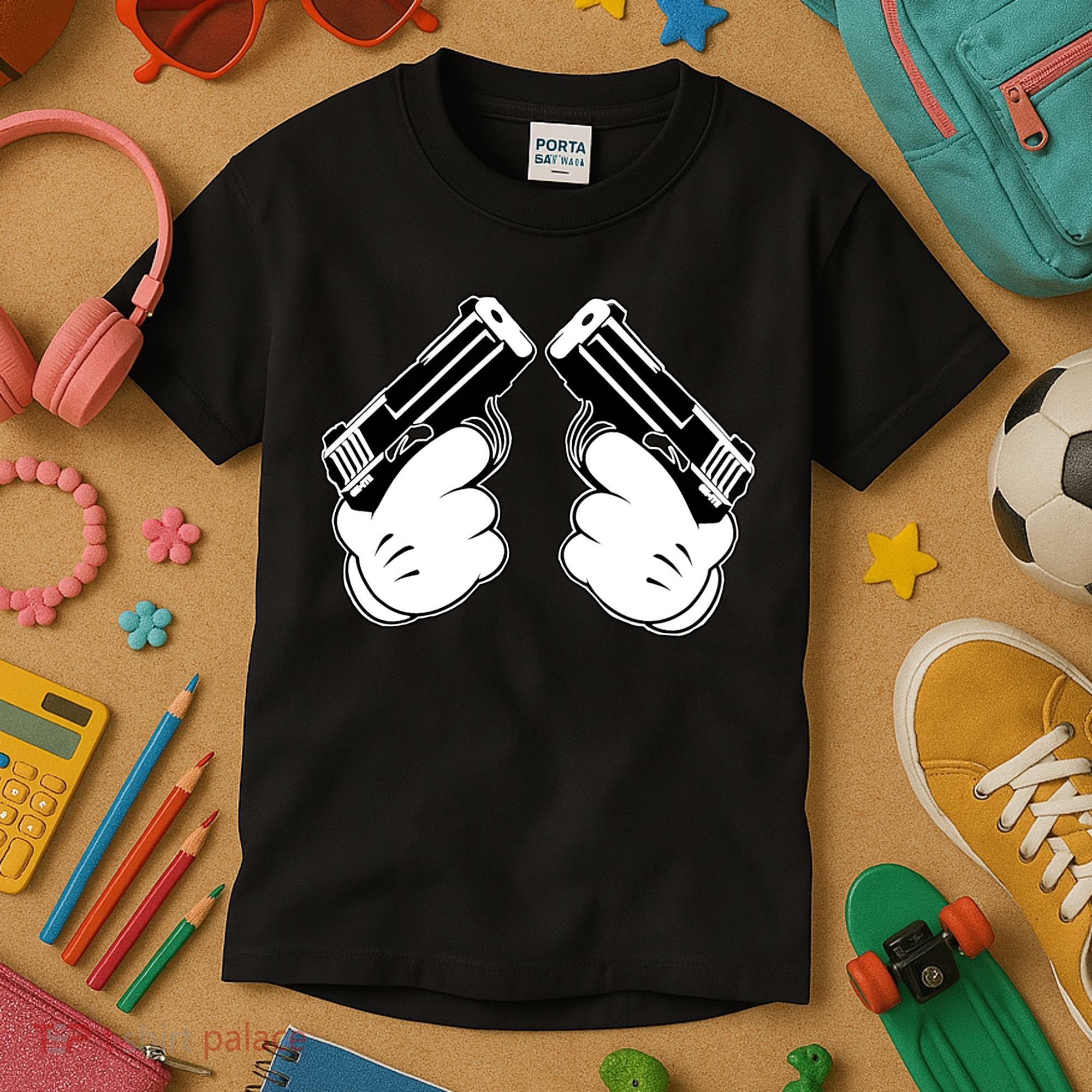 Cartoon Guns Hands Pistol Kids T-Shirt