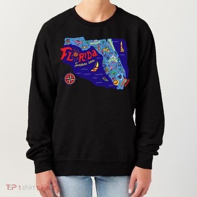 Cartoon Map of Florida Women's Sweatshirt