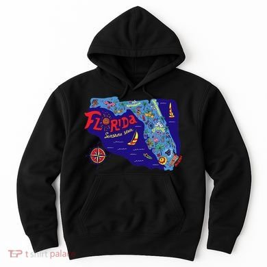 Cartoon Map of Florida Hoodie
