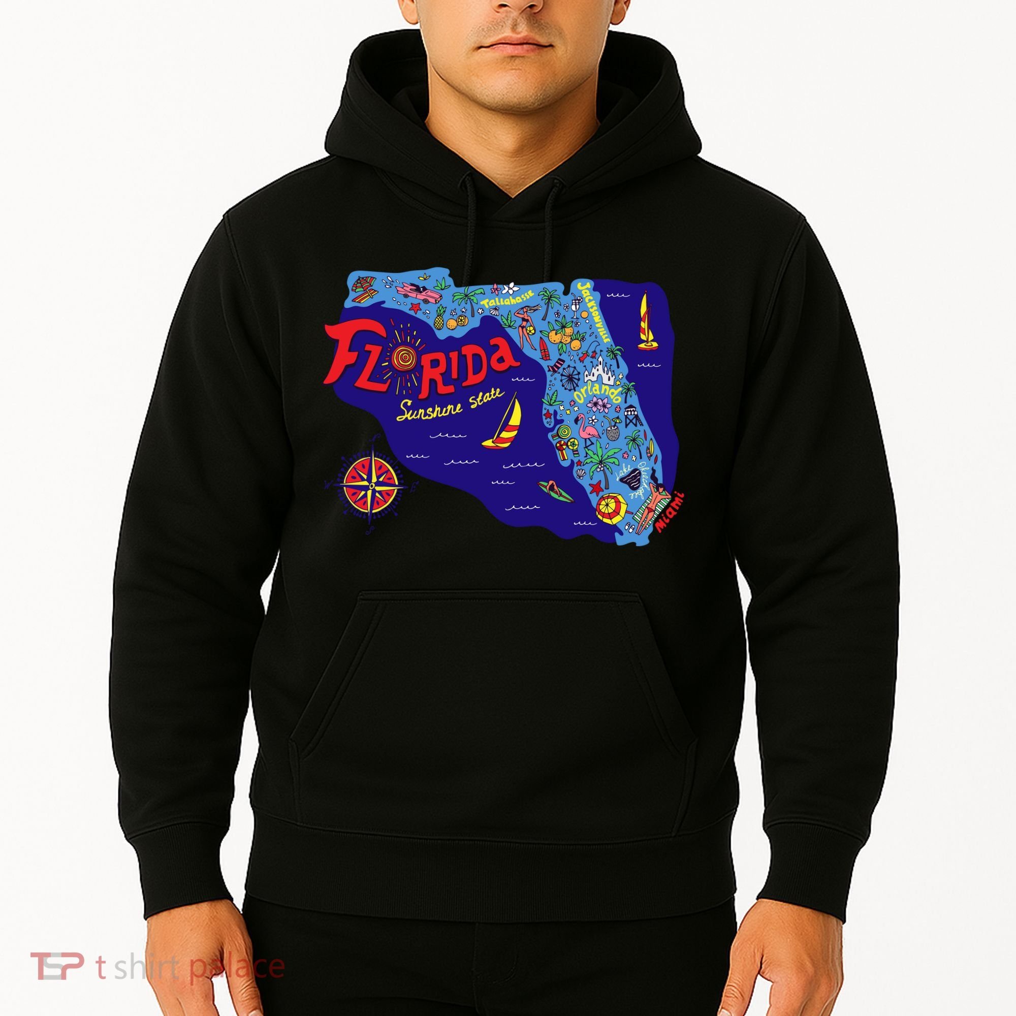 Cartoon Map of Florida Hoodie
