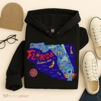 Cartoon Map of Florida Hoodie thumb 4