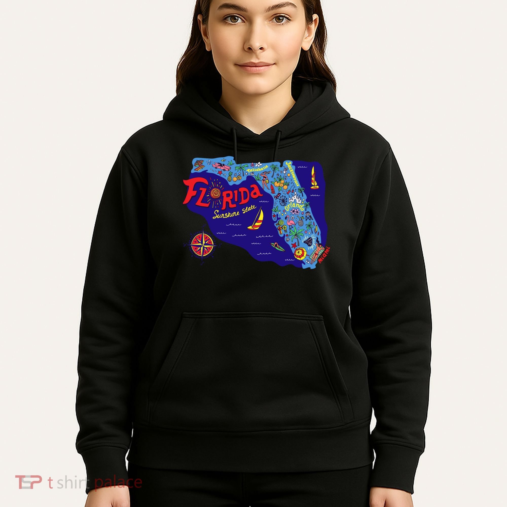 Cartoon Map of Florida Hoodie