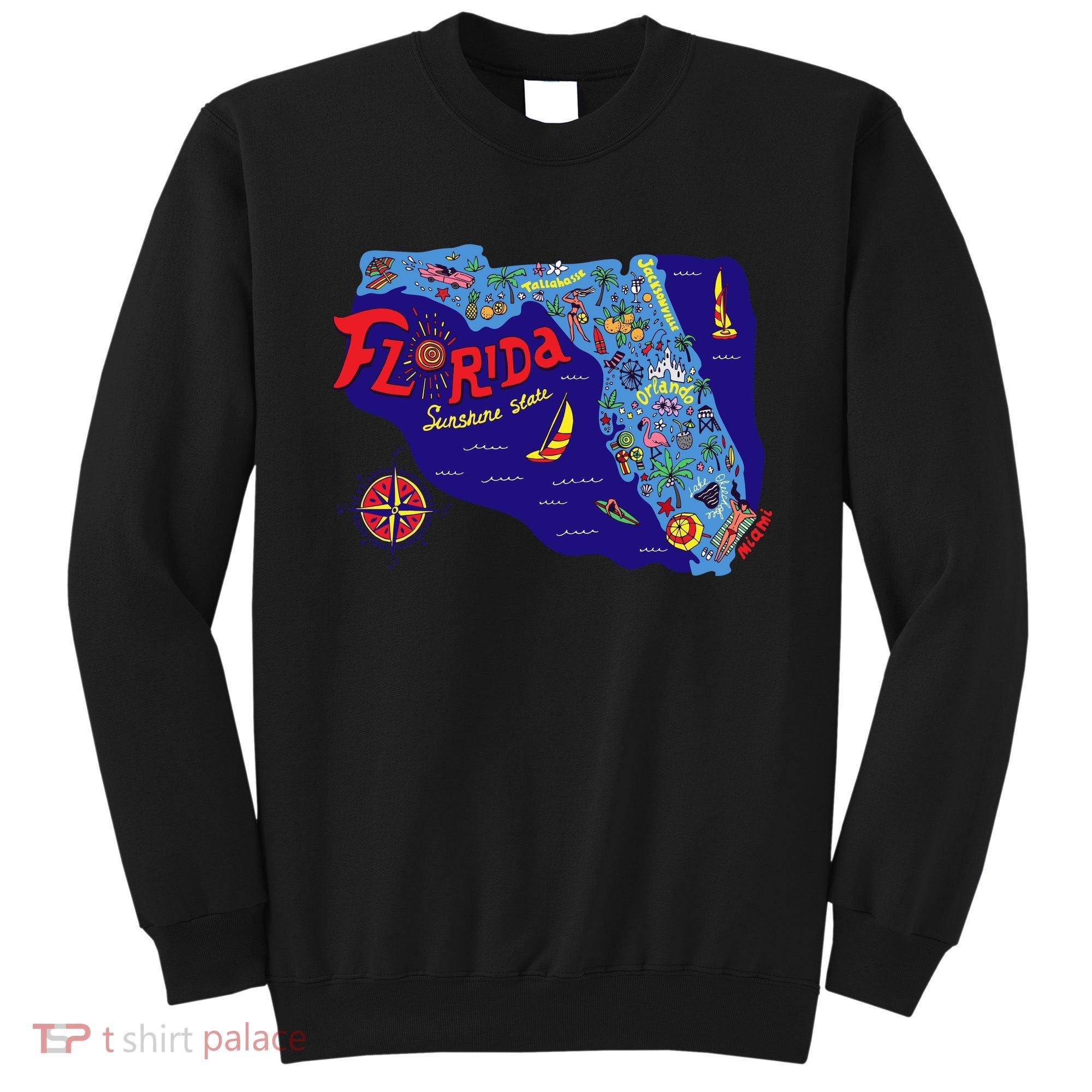 Cartoon Map of Florida Sweatshirt