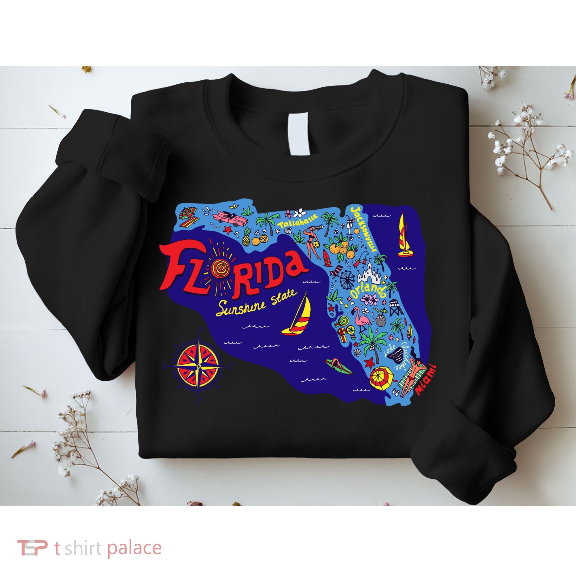 Cartoon Map of Florida Sweatshirt