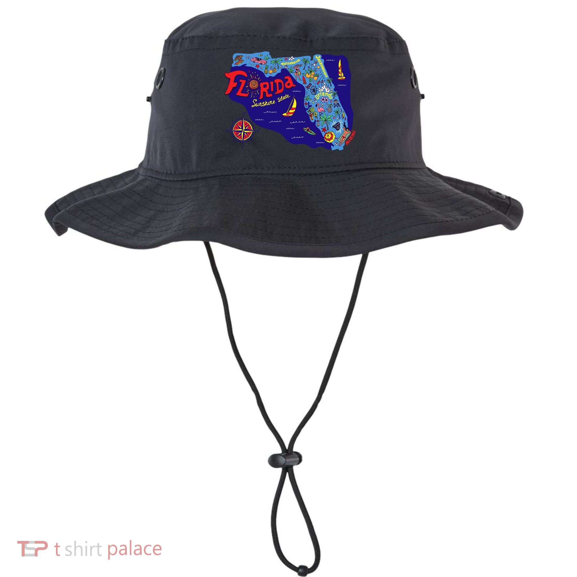 Cartoon Map of Florida Bucket Hat