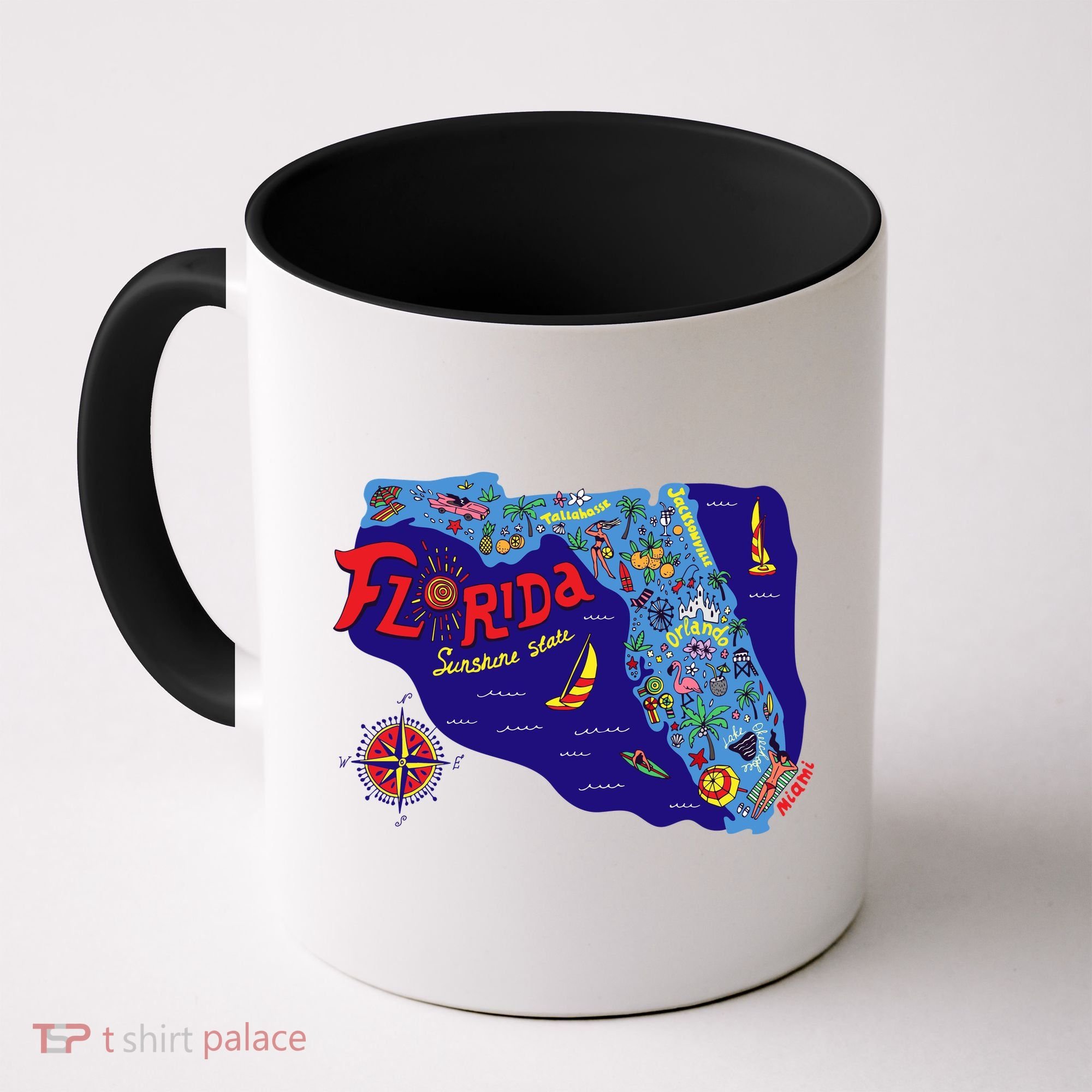 Cartoon Map of Florida Coffee Mug