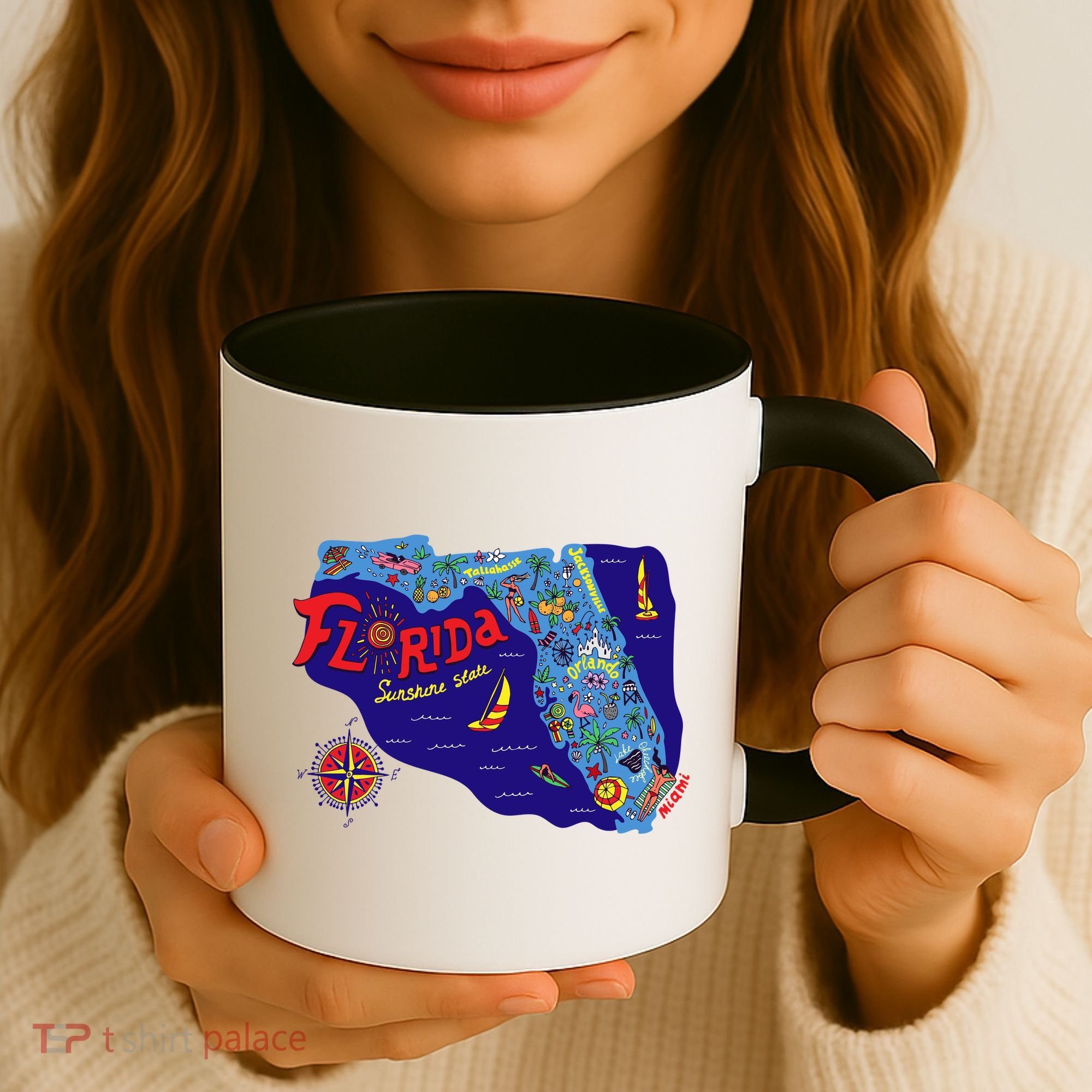 Cartoon Map of Florida Coffee Mug