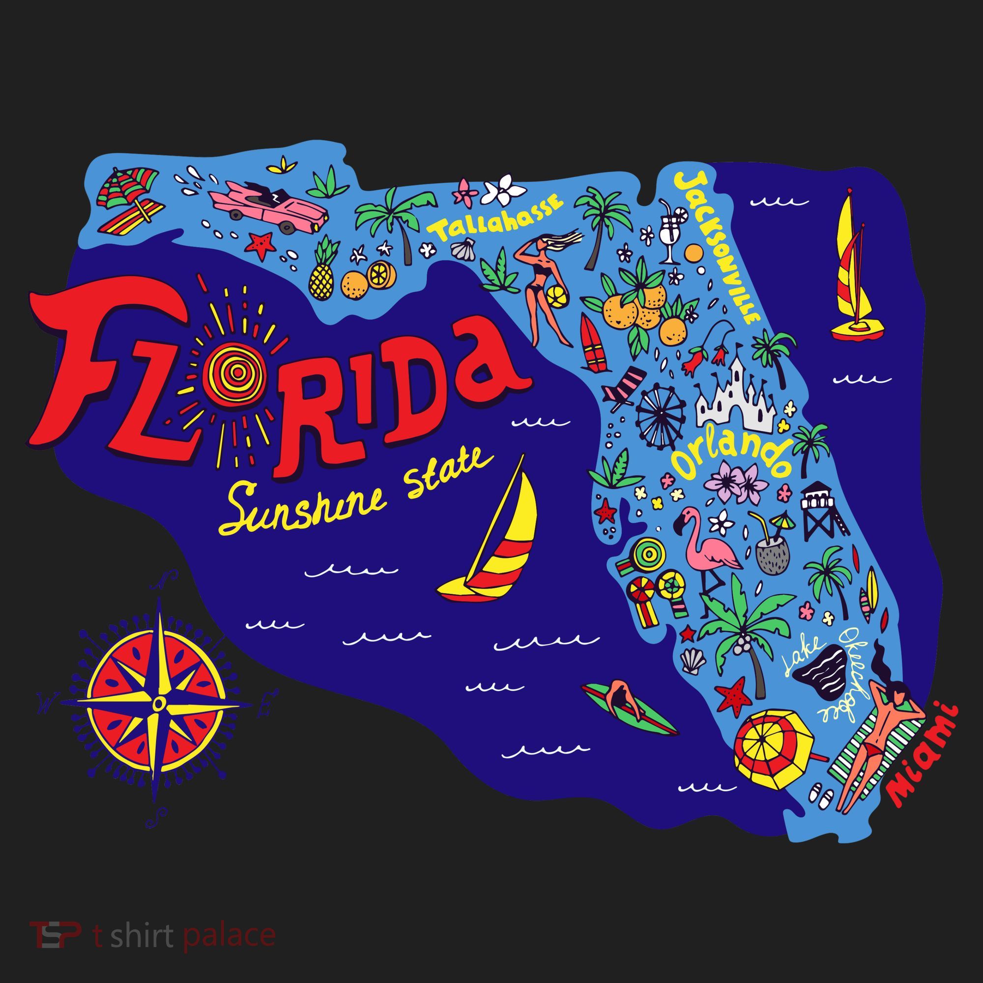 Cartoon Map of Florida Tumbler