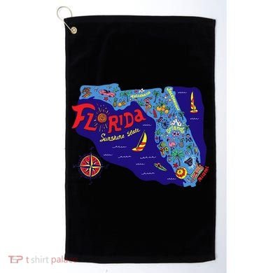 Cartoon Map of Florida Golf Towel