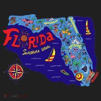 Cartoon Map of Florida Golf Towel thumb 3