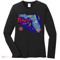 Cartoon Map of Florida Women's Long Sleeve Shirt thumb 0