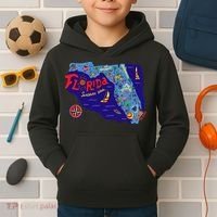 Cartoon Map of Florida Kids Hoodie thumb 2