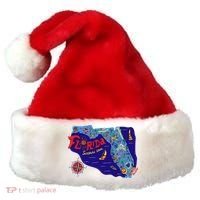 Cartoon Map of Florida Santa Hat thumb 0