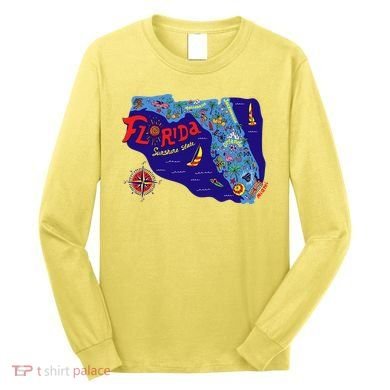 Cartoon Map of Florida Long Sleeve Shirt