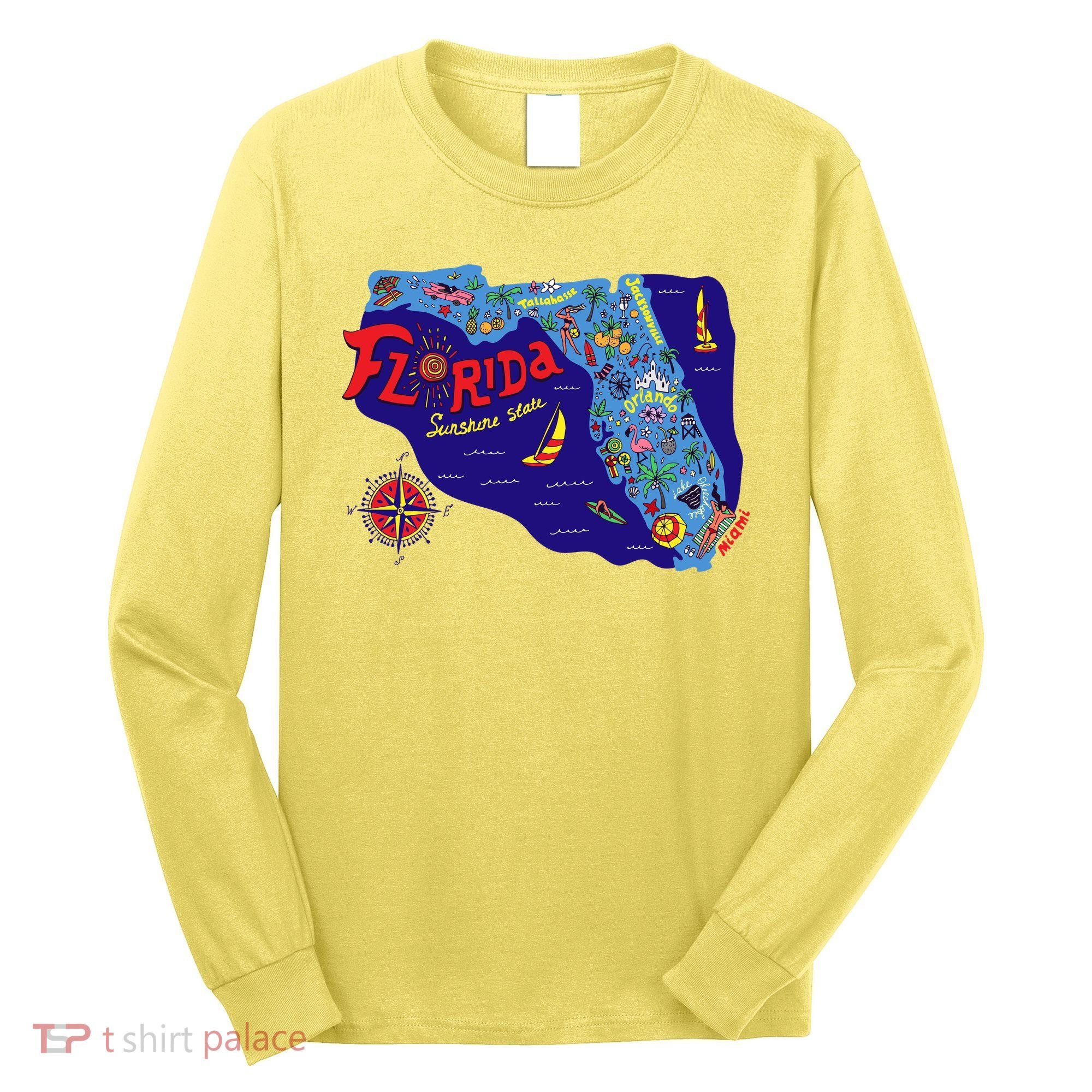 Cartoon Map of Florida Long Sleeve Shirt
