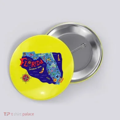 Cartoon Map of Florida Button