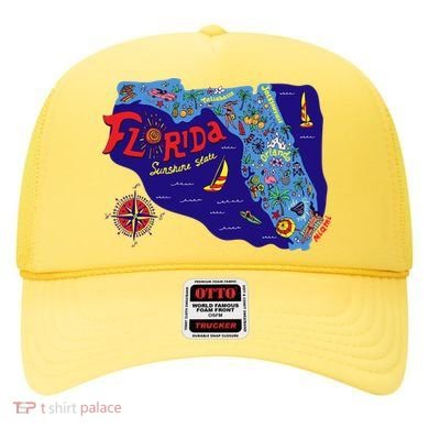 Cartoon Map of Florida Hat