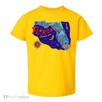 Cartoon Map of Florida Toddler T-Shirt