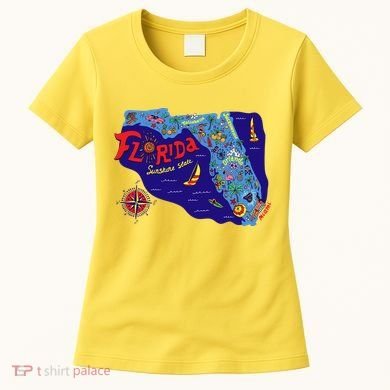 Cartoon Map of Florida Women's T-Shirt