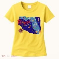 Cartoon Map of Florida Women's T-Shirt thumb 0