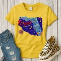 Cartoon Map of Florida Women's T-Shirt thumb 3