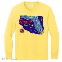 Cartoon Map of Florida Kids Long Sleeve Shirt thumb 0