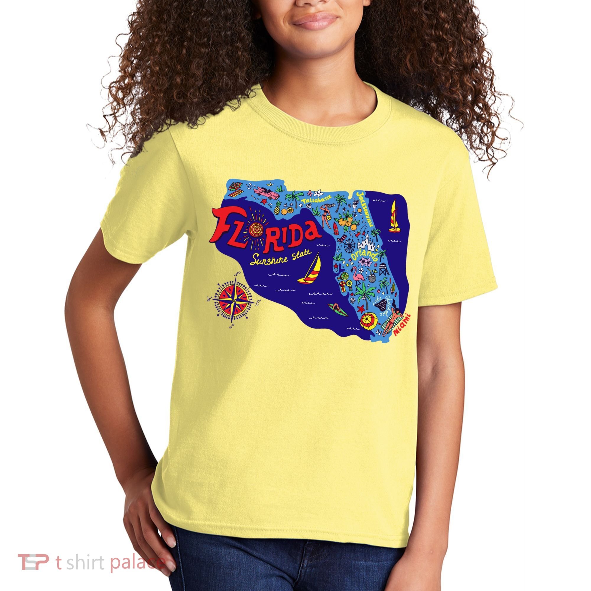 Cartoon Map of Florida Kids T-Shirt