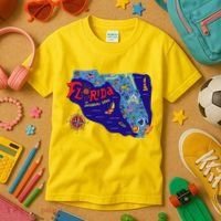 Cartoon Map of Florida Kids T-Shirt thumb 3