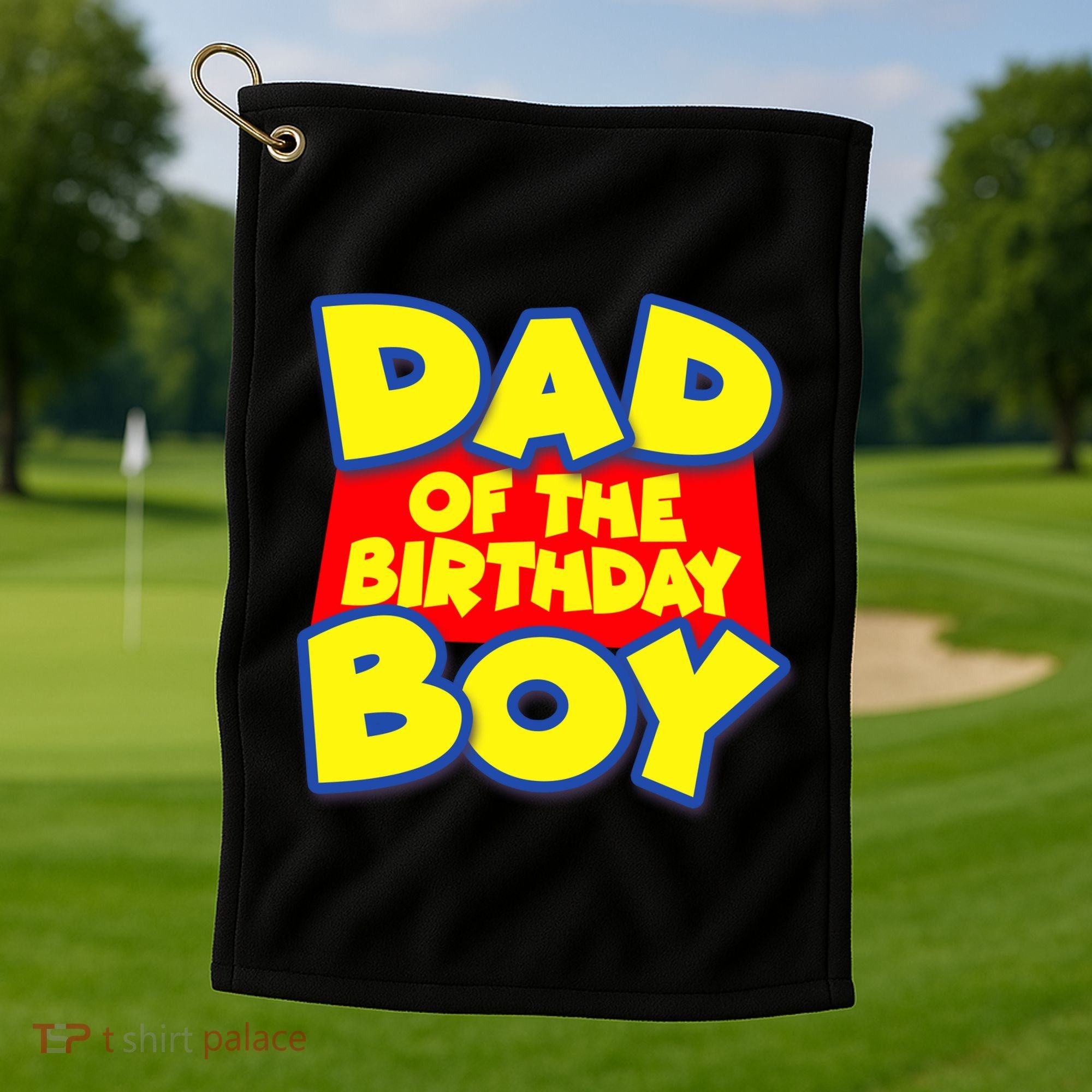 Cartoony Dad of the Birthday Boy Golf Towel
