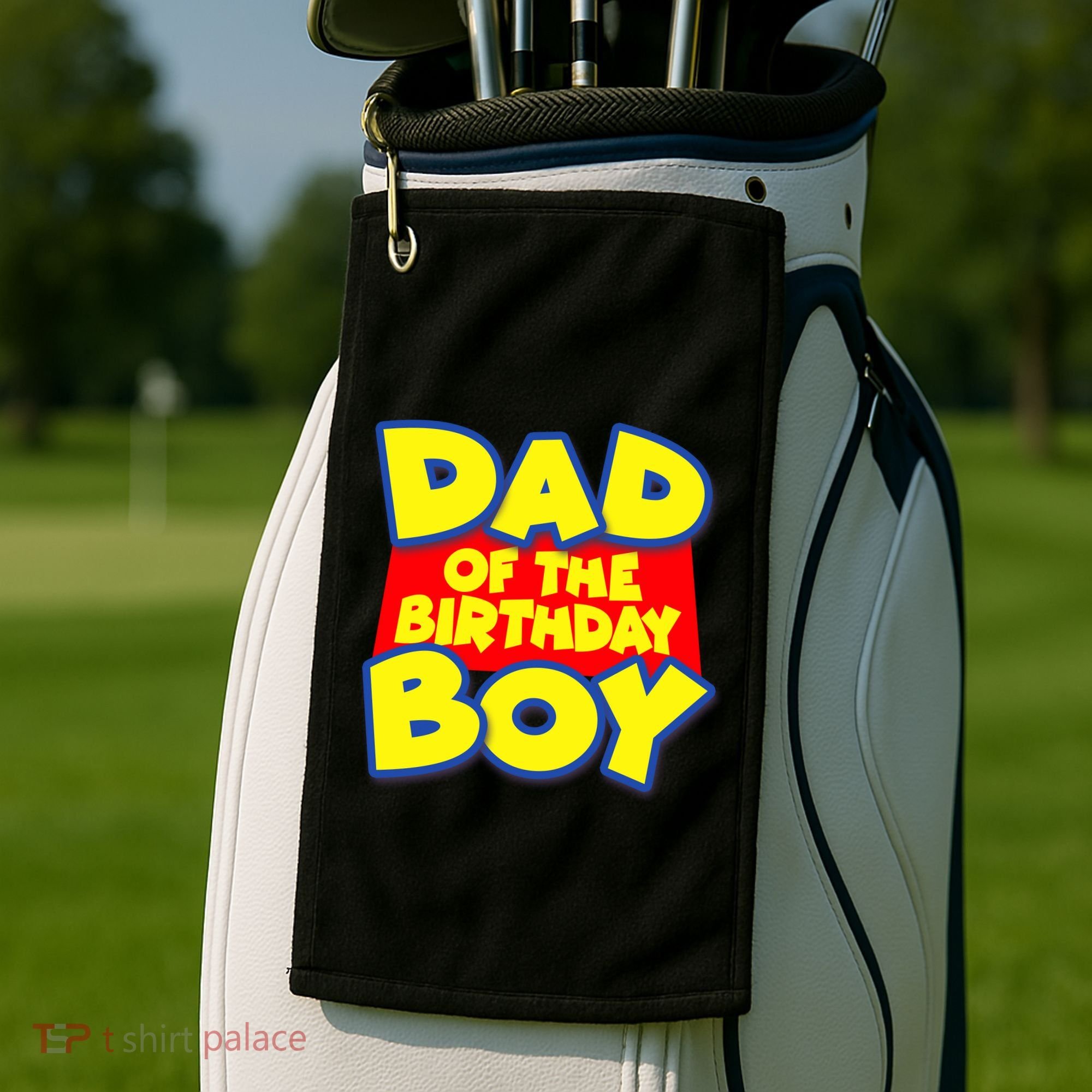 Cartoony Dad of the Birthday Boy Golf Towel